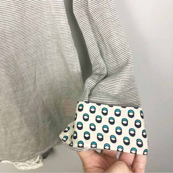 ANTHROPOLOGIE | Birds of Paradis by Trovata Gray Stripe Top Women’s Size Small - Picture 5 of 11